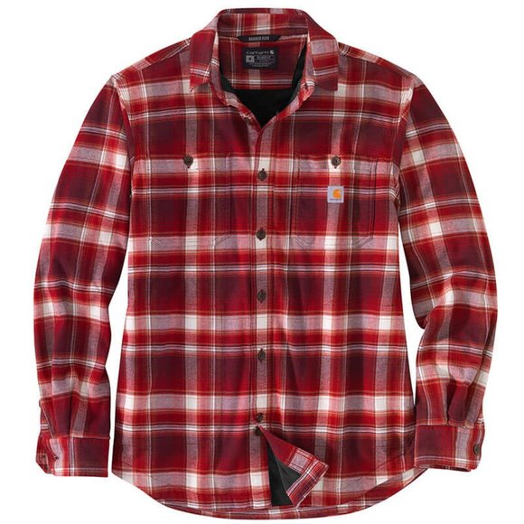 NWT Carhartt Men's Rugged Flex Relaxed Fit Flannel Fleece Lined Plaid Shirt XL - Picture 1 of 5